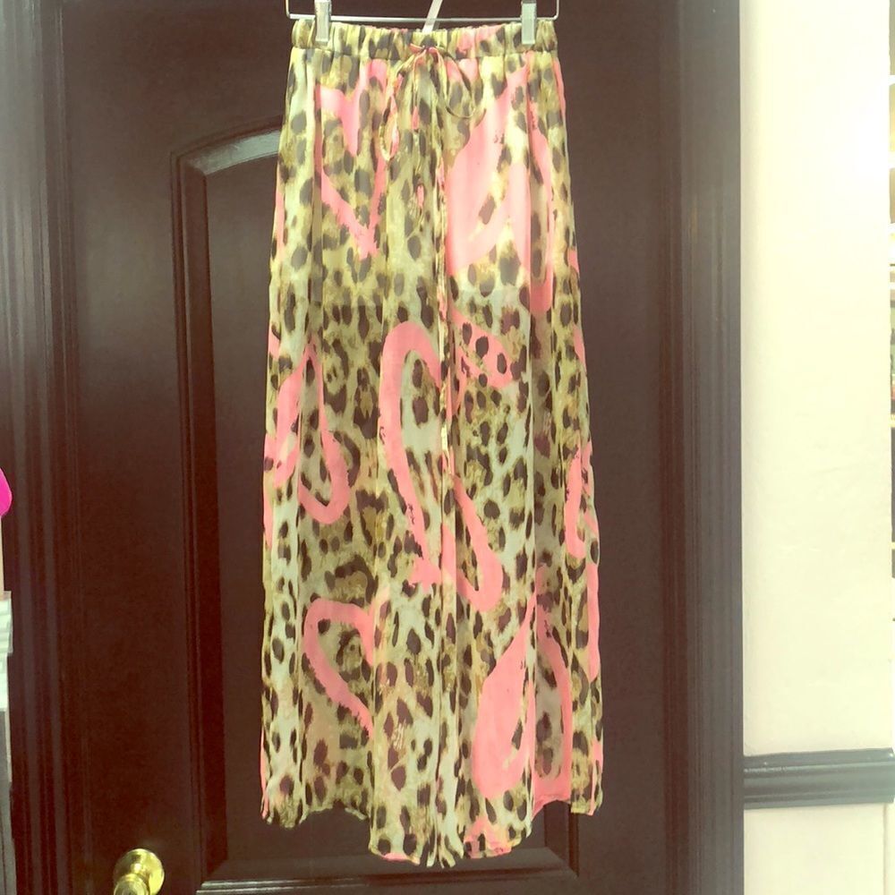 Cheetah print wide-leg pants